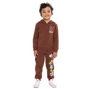 NEW Mickey and Friends Toddler Boys Graphic Hoodie and Jogger Pants Set Brown